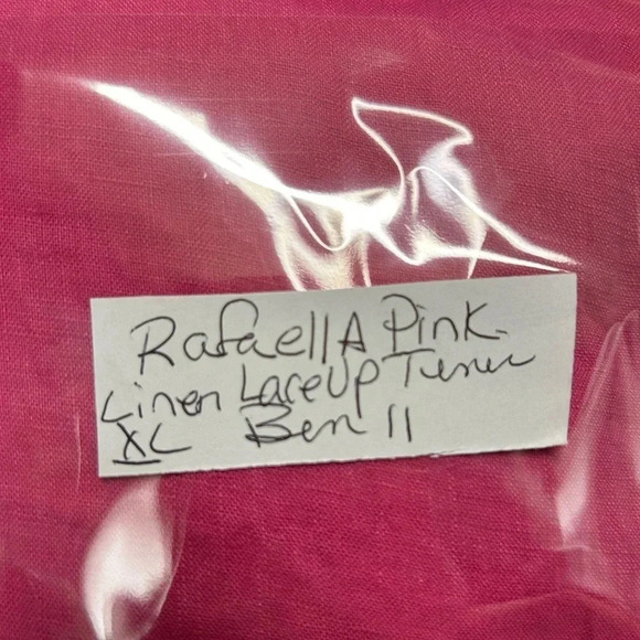 Rafaella Pink Linen Lace Up Neckline Tunic Top‎ Coastal Beachy Travel Breathable - Picture 10 of 10